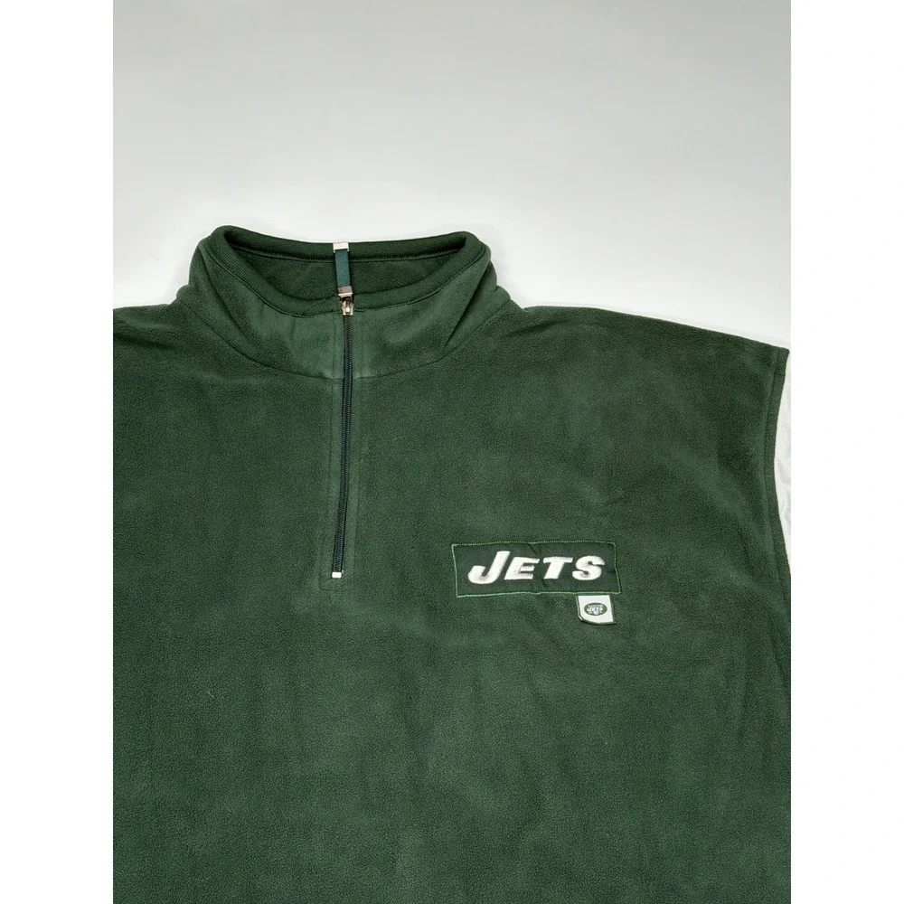 NFL New York Jets Fleece Quarter Zip Pullover Men's 2XL Green‎ White